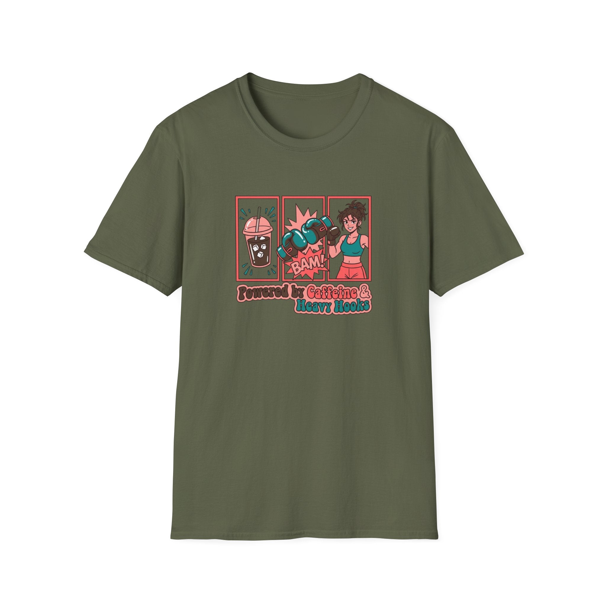 Powered By Caffeine & Heavy Hooks Boxing T-Shirt
