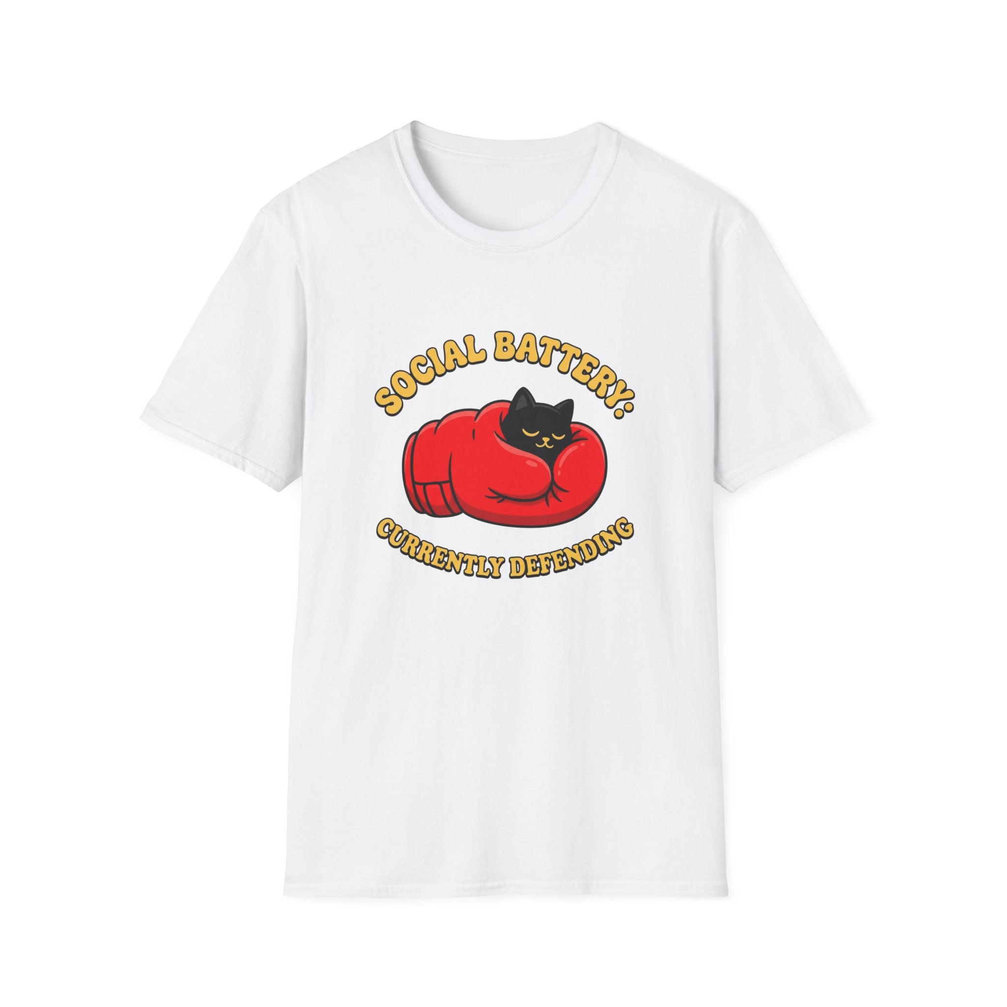 Social Battery: Currently Defending Boxing T-Shirt