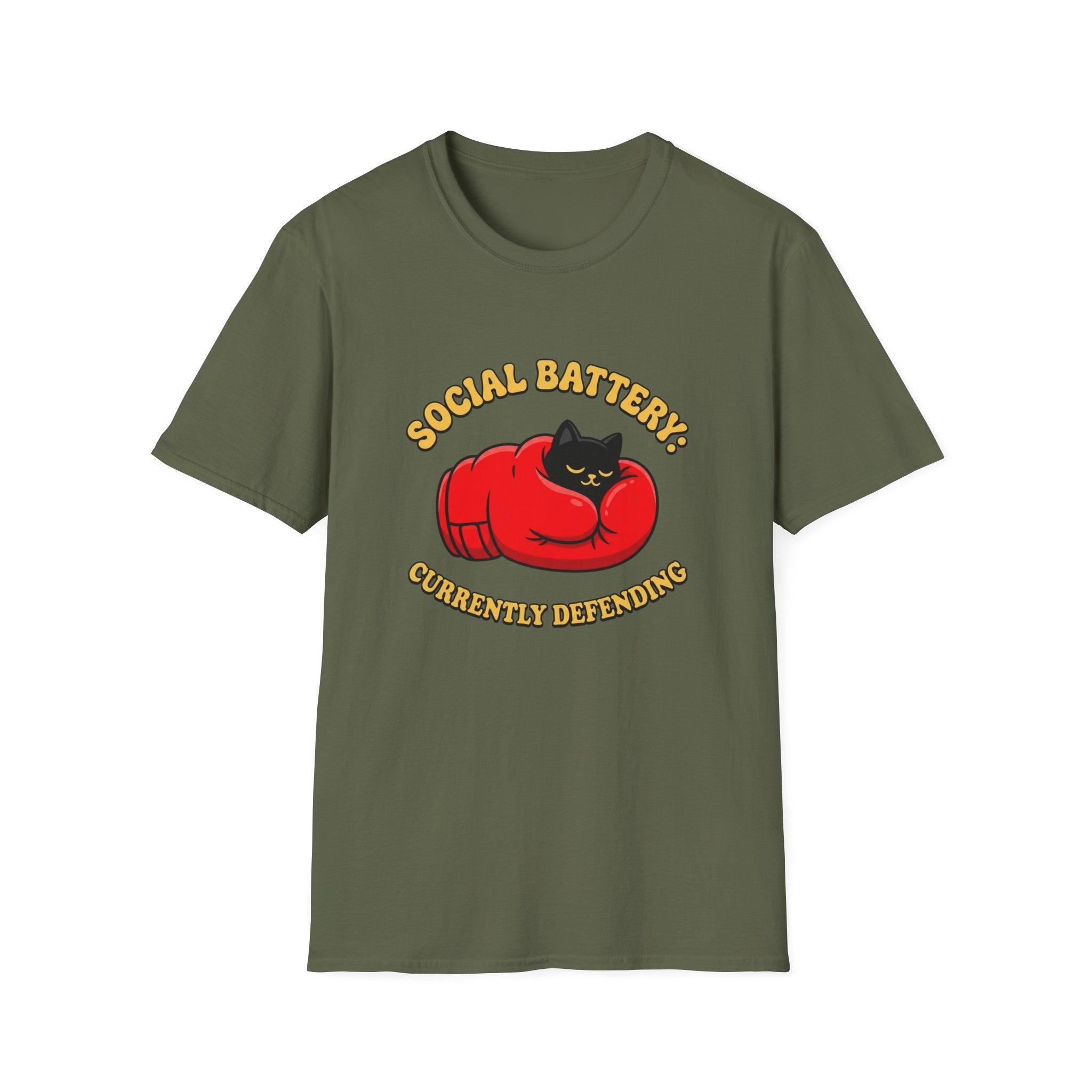 Social Battery: Currently Defending Boxing T-Shirt