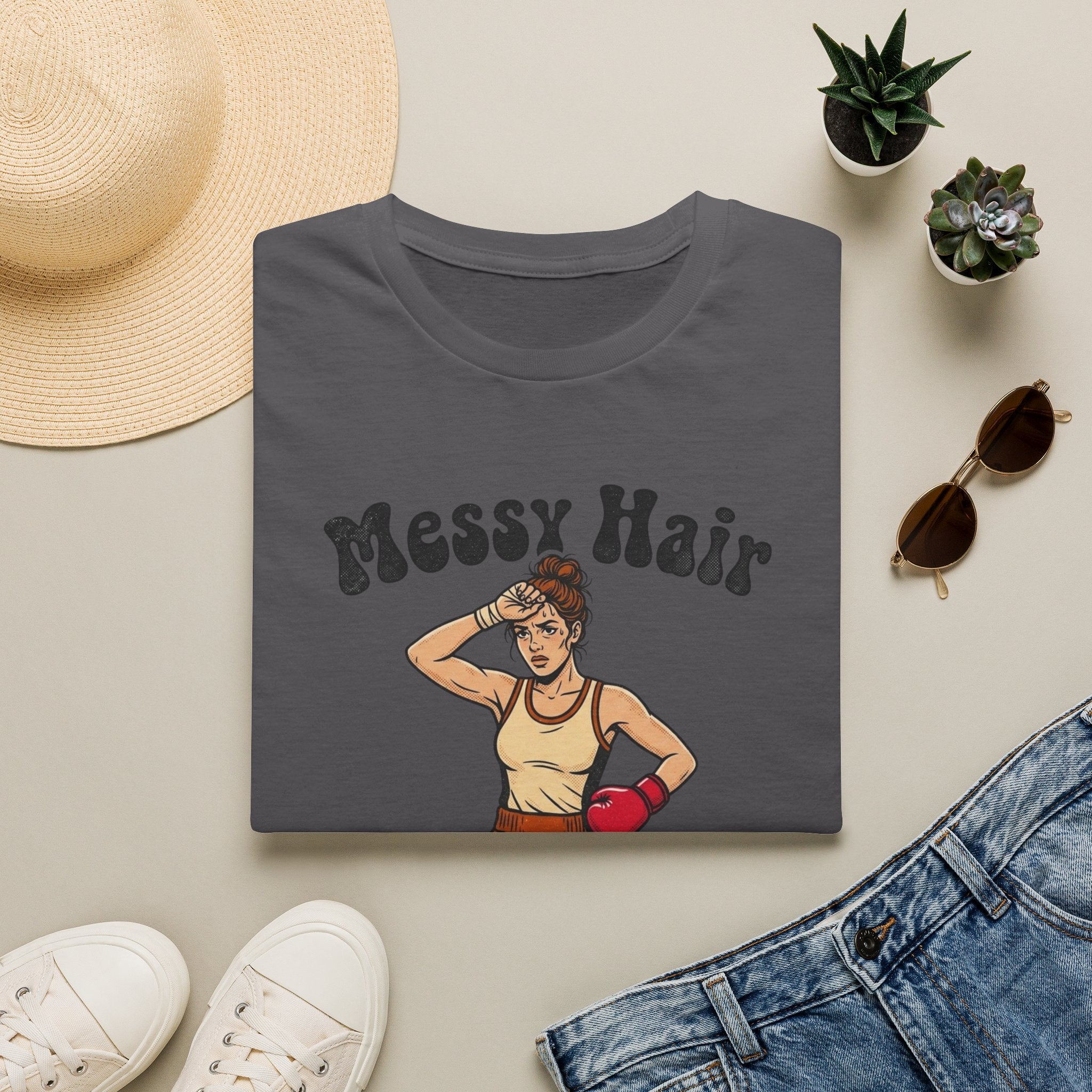 Messy Hair Punching Air Boxing T-Shirt